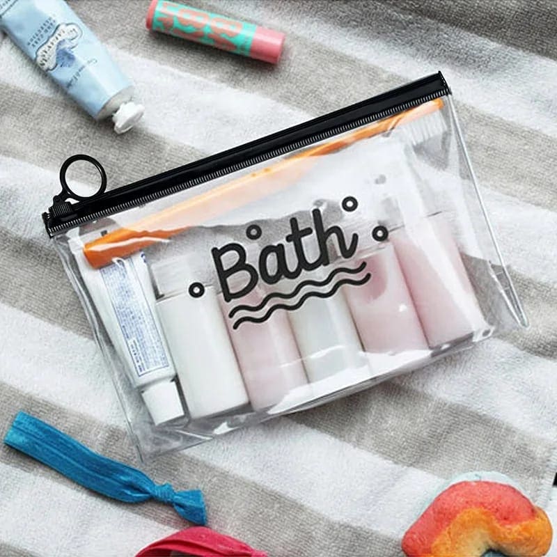 Bath PVC Travel Cosmetic Pouch, Women Transparent Cosmetic Bag, Clear Swimming Bag, Bathroom Wash Bag, Outdoor Camping Makeup Storage Bag, Multifunctional Toiletry Wash Pouch Bath PVC Travel Cosmetic Pouch, Women Transparent Cosmetic Bag, Clear Swimming Bag, Bathroom Wash Bag, Outdoor Camping Makeup Storage Bag, Multifunctional Toiletry Wash Pouch